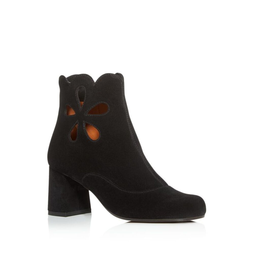 CHIE MIHARA Womens Black Cutout Modra Almond Toe Block Heel Leather Booties 39.5